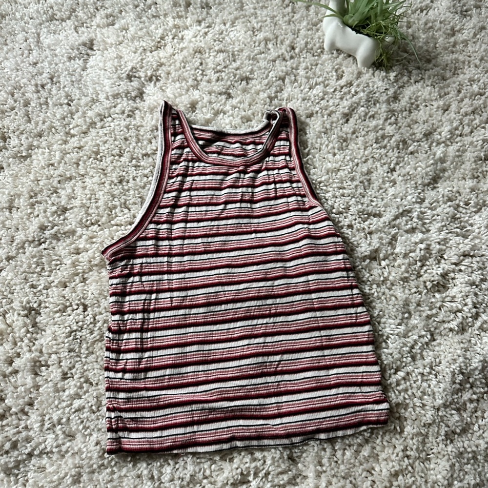 Vintage y2k flowy soft summer stripped wife beater colorful crop top bel…